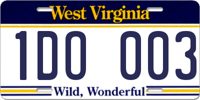 WV license plate 1DO003