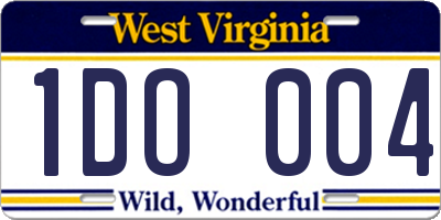 WV license plate 1DO004