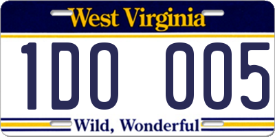 WV license plate 1DO005