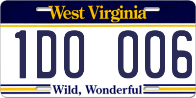WV license plate 1DO006