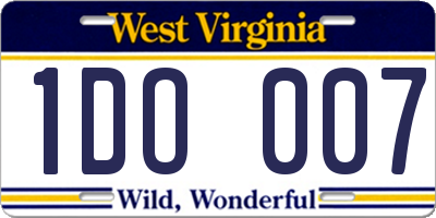 WV license plate 1DO007