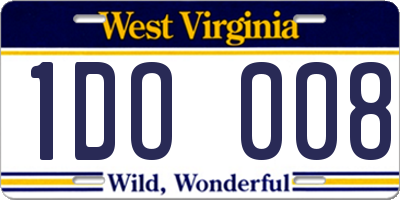WV license plate 1DO008