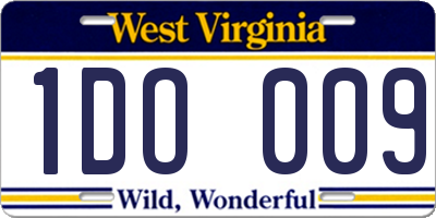 WV license plate 1DO009