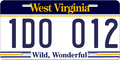 WV license plate 1DO012