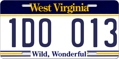WV license plate 1DO013