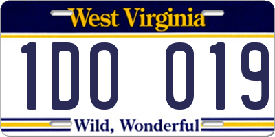 WV license plate 1DO019