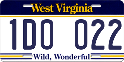 WV license plate 1DO022