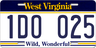 WV license plate 1DO025