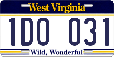 WV license plate 1DO031