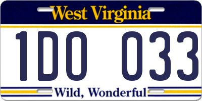 WV license plate 1DO033