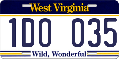 WV license plate 1DO035