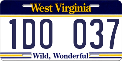 WV license plate 1DO037