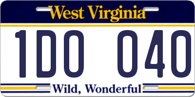WV license plate 1DO040