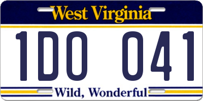WV license plate 1DO041