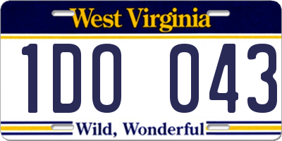 WV license plate 1DO043
