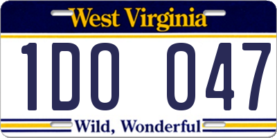 WV license plate 1DO047