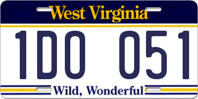 WV license plate 1DO051