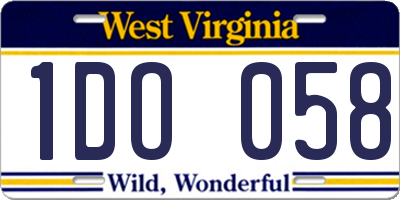 WV license plate 1DO058