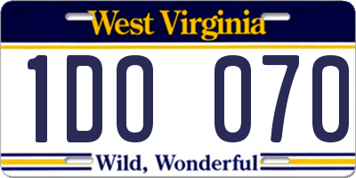 WV license plate 1DO070