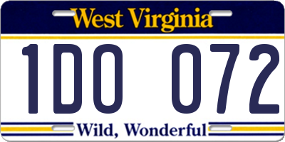 WV license plate 1DO072