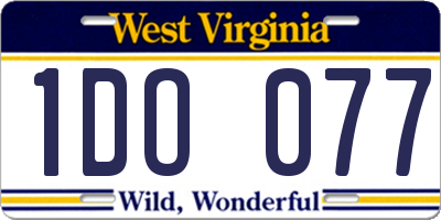 WV license plate 1DO077