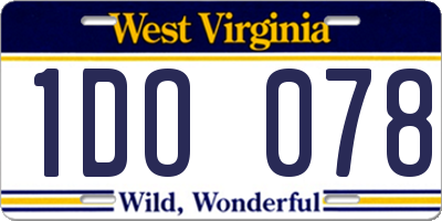 WV license plate 1DO078