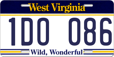WV license plate 1DO086