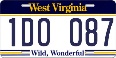 WV license plate 1DO087