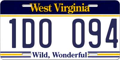 WV license plate 1DO094