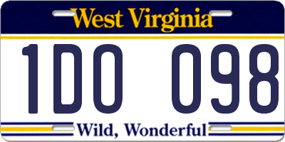 WV license plate 1DO098