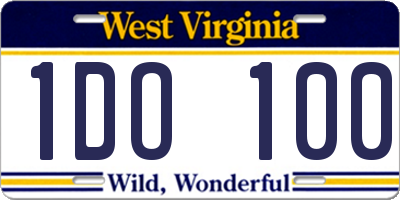 WV license plate 1DO100
