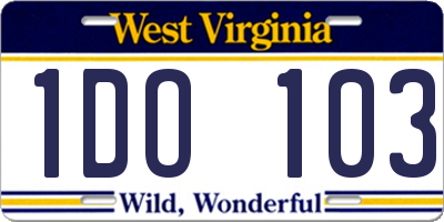 WV license plate 1DO103