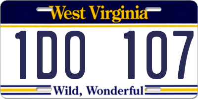 WV license plate 1DO107