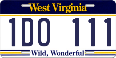 WV license plate 1DO111