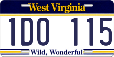 WV license plate 1DO115