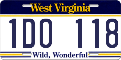 WV license plate 1DO118