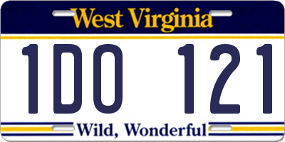 WV license plate 1DO121