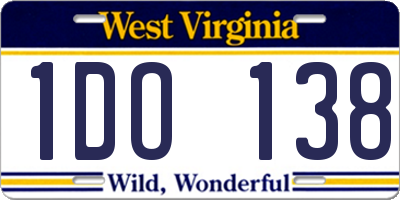 WV license plate 1DO138