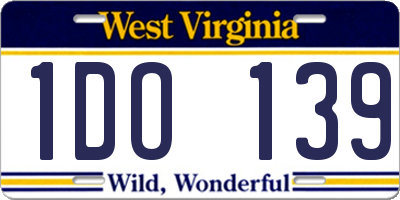 WV license plate 1DO139