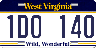 WV license plate 1DO140