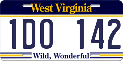 WV license plate 1DO142