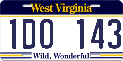 WV license plate 1DO143