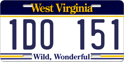 WV license plate 1DO151