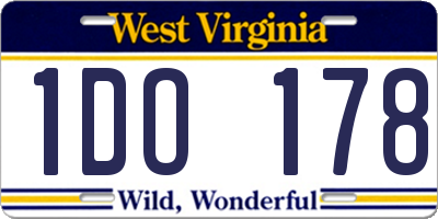 WV license plate 1DO178