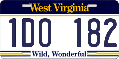 WV license plate 1DO182