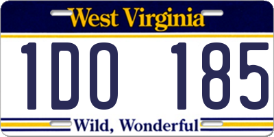 WV license plate 1DO185