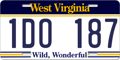 WV license plate 1DO187