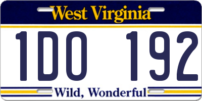 WV license plate 1DO192