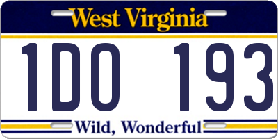 WV license plate 1DO193