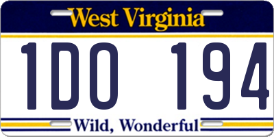 WV license plate 1DO194